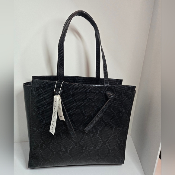 Malibu Skye Black Snake Snakeskin Tote Bag Purse NWT - Picture 1 of 11